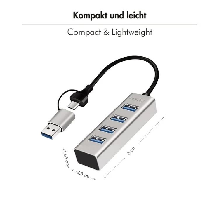 LogiLink Hub USB3.0 4-porty USB- A 5Gbit/s