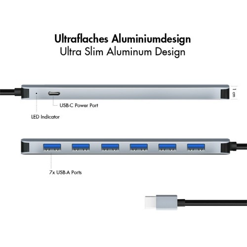 LogiLink Hub 7 portów USB3.2 USB-A, 5 Gbps, 20W PD