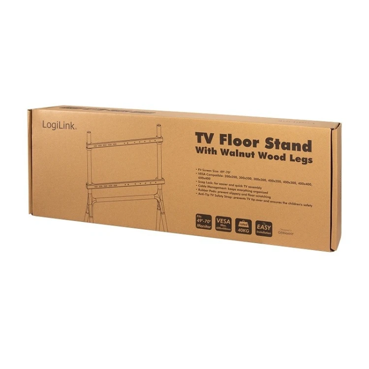 LogiLink Stojak na TV 49-70 cali, maksymalnie 40kg., drewniane nogi