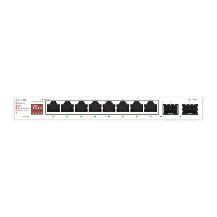 Asus Przełącznik niezarządzalny QG-U1080 8 portów 2.5G + 2 porty 10G SFP+