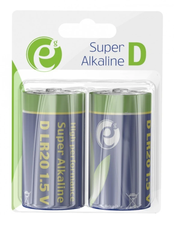 Gembird Bateria alkaiczna LR20 D-Cell, 1.5V, 2 sztuki