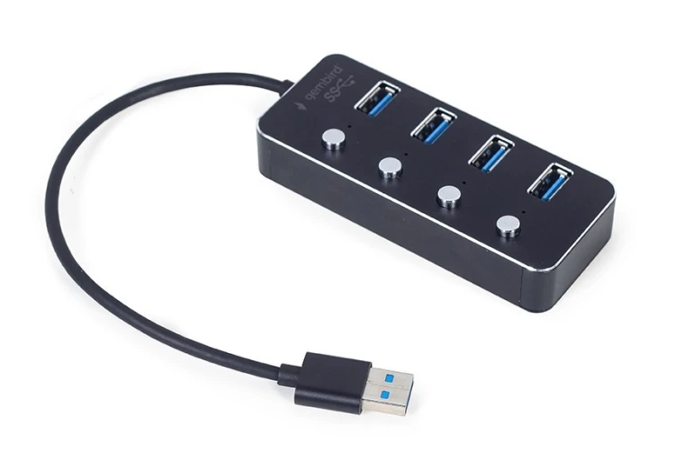 Gembird HUB 4-portowy USB 3.1 (Gen 1) z przełącznikami czarny