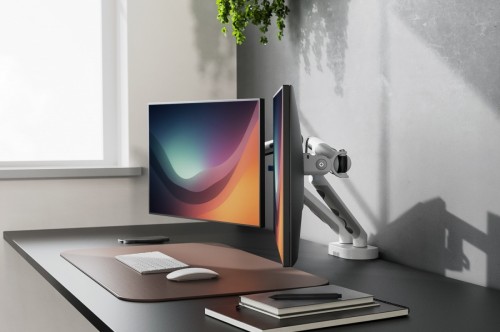 Digitus Ramię biurkowe podwójne z zaciskiem i sprężyną mechaniczną 2x LCD max. 35" obciążenie 2x10kg, VESA: 75x75, 100x100, białe