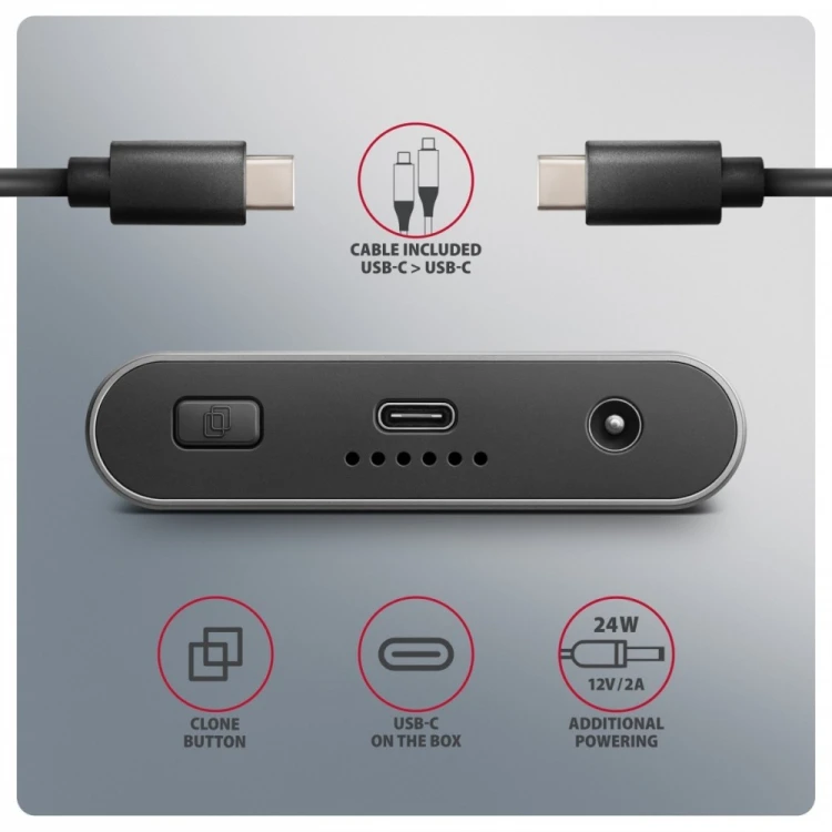 AXAGON EEM2-20GD Obudowa zewnętrzna aluminiowa USB-C 3.2 Gen2x2, Dual NVMe M.2 SSD 20gbps, Clone Master