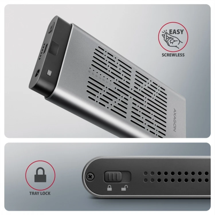 AXAGON EEM2-20GD Obudowa zewnętrzna aluminiowa USB-C 3.2 Gen2x2, Dual NVMe M.2 SSD 20gbps, Clone Master