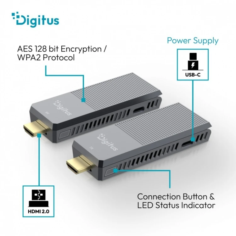 Digitus Przedłużacz / Extender HDMI bezprzewodowy do 100/150m | UHD 4K@60Hz | Audio (Zestaw)