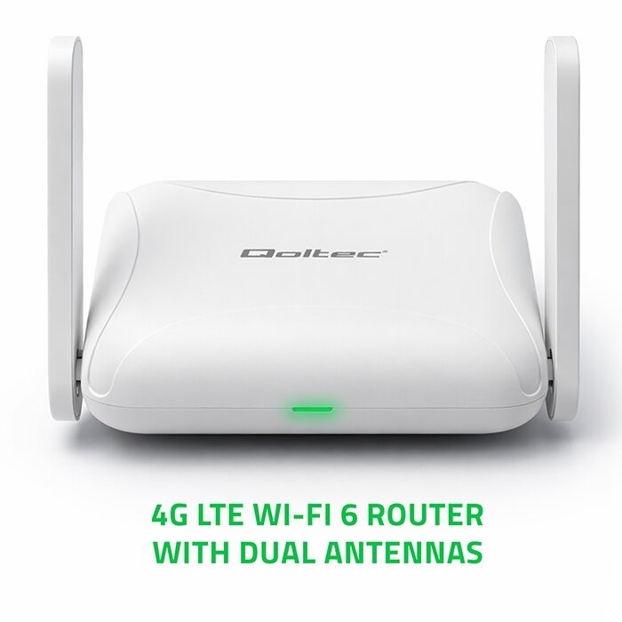 Qoltec Router Home&Travel 4G LTE WiFi 6 | AX300 | 2.4GHz | Dual Antena |USB-C | Micro SIM