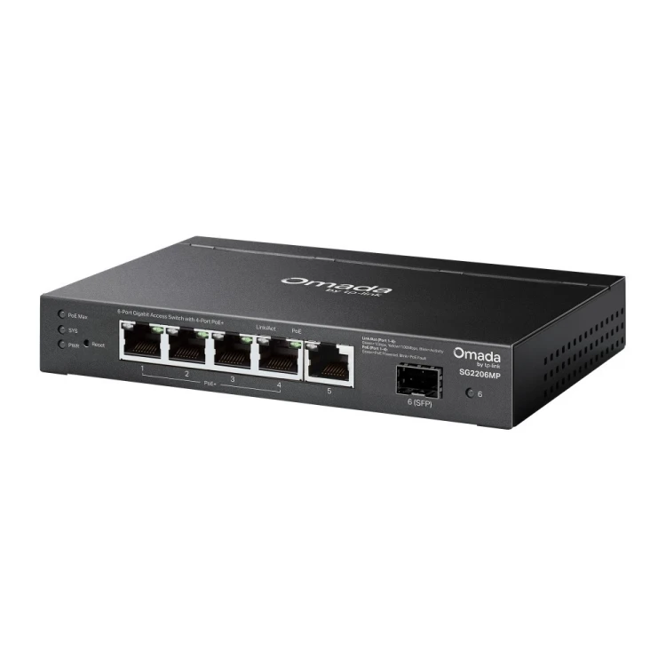 TP-LINK Przełącznik SG2206MP Omada, 6 portów gigabitowych w tym 4 porty PoE+