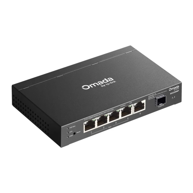 TP-LINK Przełącznik SG2206MP Omada, 6 portów gigabitowych w tym 4 porty PoE+