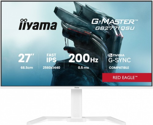 IIYAMA Monitor  27 cali GB2771QSU-W1 QHD,Fast IPS,200Hz,HAS (150) PIVOT,     2xUSB 3.2, 2xUSB C, 0,5ms, 2xHDMI, DP, 350cd,Adaptive G-SYNC - 2560 x 144