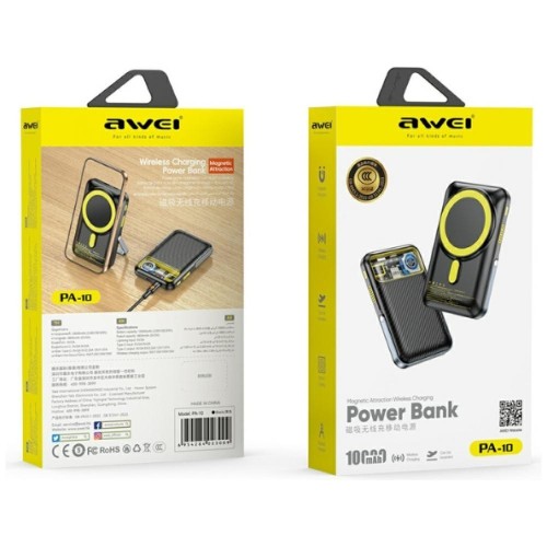 AWEI Powerbank PA-10 10000mAh MagSafe indukcyjny czarny