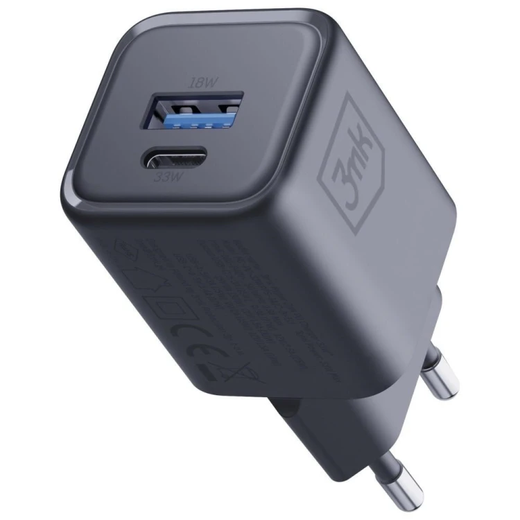 3MK Ładowarka sieciowa Hyper Charger PD 33W GaN QC4+ PPS AFC FCP SCP USB-A USB-C czarna