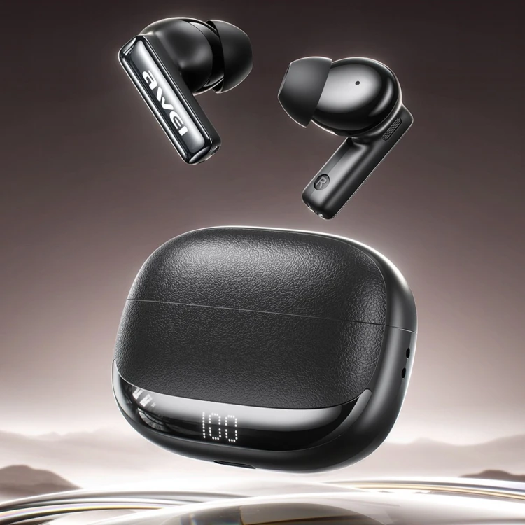 AWEI Słuchawki bezprzewodowe Bluetooth 6.0 TWS ANC TA19 czarne