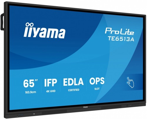 IIYAMA Monitor interaktywny 65 cali TE6513A-B2AG INFRARED,40pkt,IPS,4K,7H,500cd/m2,      WiFi,USB, ANDROID 14, Google EDLA,2x20W, UCHWYT ŚCIENNY