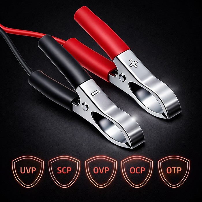 Qoltec Ładowarka do akumulatora AGM GEL STD | Prostownik 12V | 2A | 24W | LED | Kabel 1.8m