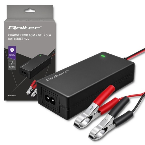 Qoltec Ładowarka do akumulatora AGM GEL STD | Prostownik 12V | 4A | 48W | LED | Kabel 1.8m