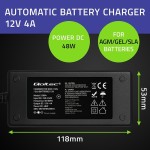 Qoltec Ładowarka do akumulatora AGM GEL STD | Prostownik 12V | 4A | 48W | LED | Kabel 1.8m