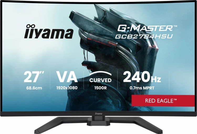 IIYAMA Monitor 27 cali GCB2784HSU-B1 FHD, 0.7ms, VA, 1500R, 240Hz, 2xHDMI, DP, 2xUSB, FreeSync Premium -1920x1080 (48-240Hz), HDR10, 2x2W, HAS150(PIVO