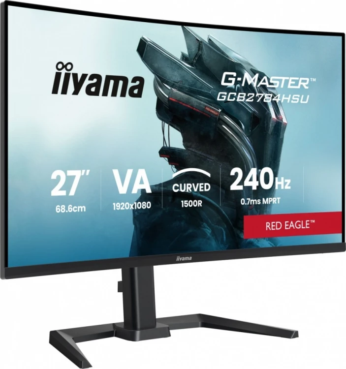 IIYAMA Monitor 27 cali GCB2784HSU-B1 FHD, 0.7ms, VA, 1500R, 240Hz, 2xHDMI, DP, 2xUSB, FreeSync Premium -1920x1080 (48-240Hz), HDR10, 2x2W, HAS150(PIVO