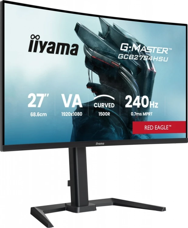 IIYAMA Monitor 27 cali GCB2784HSU-B1 FHD, 0.7ms, VA, 1500R, 240Hz, 2xHDMI, DP, 2xUSB, FreeSync Premium -1920x1080 (48-240Hz), HDR10, 2x2W, HAS150(PIVO