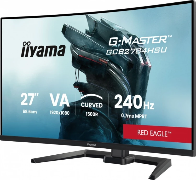 IIYAMA Monitor 27 cali GCB2784HSU-B1 FHD, 0.7ms, VA, 1500R, 240Hz, 2xHDMI, DP, 2xUSB, FreeSync Premium -1920x1080 (48-240Hz), HDR10, 2x2W, HAS150(PIVO