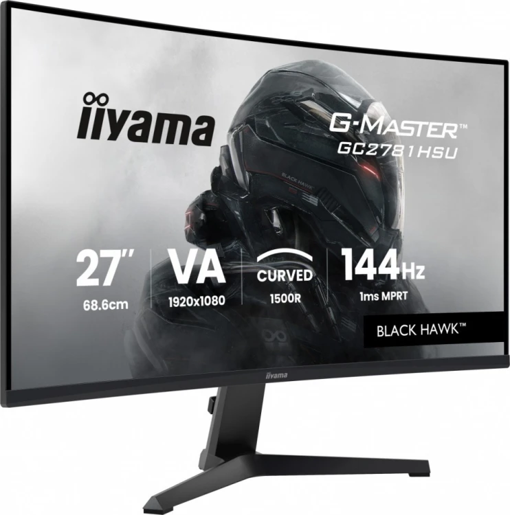 IIYAMA Monitor 27 cali GC2781HSU-B1 VA, FHD, 144Hz, 1ms, 2xUSB, 1500R, 350 cd, 4000:1, HDMI, DP, FreeSync -1920x1080 (48-144Hz), 2x2W