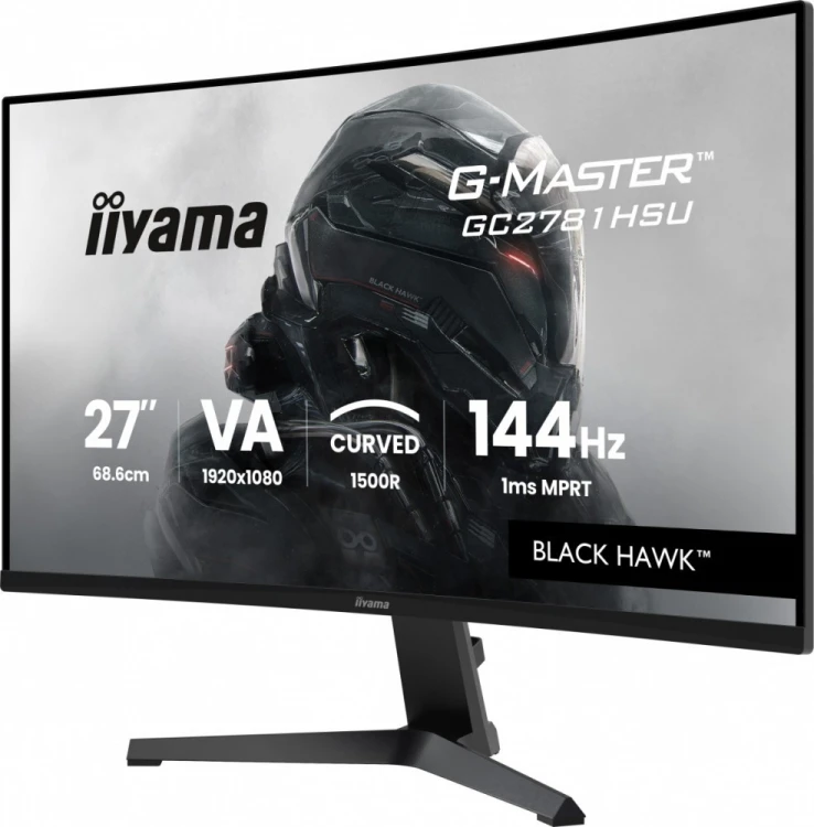 IIYAMA Monitor 27 cali GC2781HSU-B1 VA, FHD, 144Hz, 1ms, 2xUSB, 1500R, 350 cd, 4000:1, HDMI, DP, FreeSync -1920x1080 (48-144Hz), 2x2W