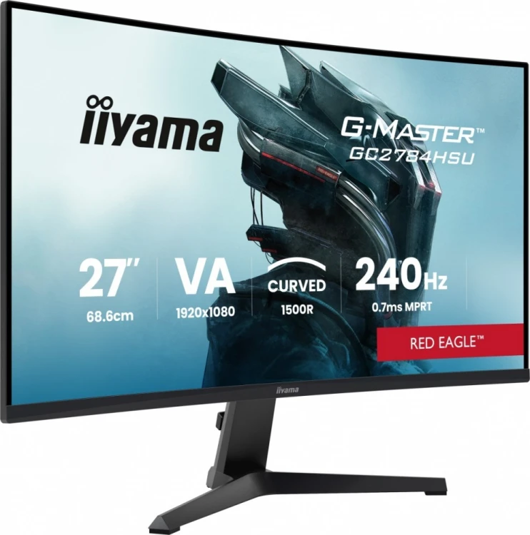 IIYAMA Monitor 27 cali GC2784HSU-B1 FHD, 0.7ms, VA, 1500R, 240Hz 2xHDMI, DP, 2xUSB, FreeSync Premium -1920x1080 (48-240Hz), HDR10, 2x2W