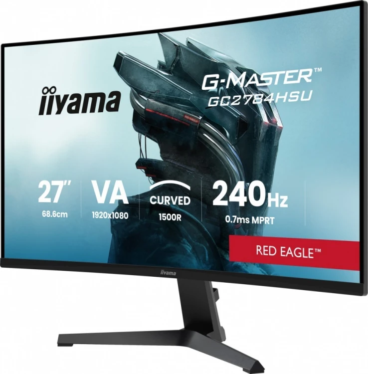 IIYAMA Monitor 27 cali GC2784HSU-B1 FHD, 0.7ms, VA, 1500R, 240Hz 2xHDMI, DP, 2xUSB, FreeSync Premium -1920x1080 (48-240Hz), HDR10, 2x2W