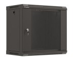 Lanberg Szafa instalacyjna rack wisząca 19" 540x350 czarna drzwi przeszklone ( flat pack)