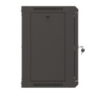 Lanberg Szafa instalacyjna rack wisząca 19" 540x350 czarna drzwi przeszklone ( flat pack)