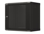 Lanberg Szafa instalacyjna rack wisząca 19" 540x350 czarna drzwi przeszklone ( flat pack)