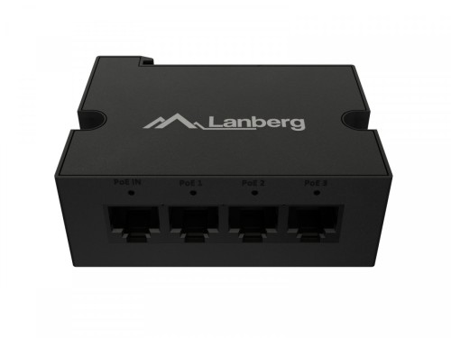 Lanberg Przełącznik Din-Fe4-At-30W 1xIn 3xOut 100MB PoE Extender Fast Ethernet Din Rail at 30W