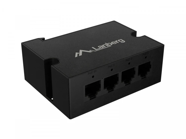 Lanberg Przełącznik Din-Fe4-At-30W 1xIn 3xOut 100MB PoE Extender Fast Ethernet Din Rail at 30W