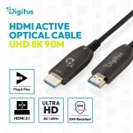 Digitus Kabel połączeniowy hybrydowy HDMI AOC | HDMI-A męski-męski | HDMI 2.1 | UHD-2 8K@60Hz | 48Gbps |HDR, eARC, HDCP 2.2, CEC | 90m