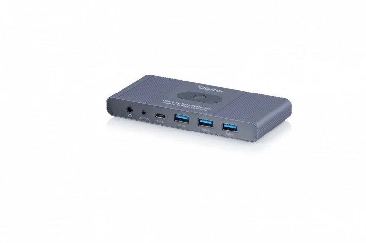 Digitus Przełącznik / Switch KVM HDMI 2x1 | UHD 4K@60Hz | 3x USB-A 3.1 Gen1 | 1x USB-C USB 3.1 Gen1 | Audio | Core Line
