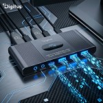 Digitus Przełącznik / Switch KVM HDMI 2x1 | UHD 4K@60Hz | 3x USB-A 3.1 Gen1 | 1x USB-C USB 3.1 Gen1 | Audio | Core Line
