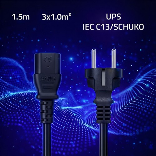 Qoltec Kabel zasilający SCHUKO CEE 7/7 (E/F) | IEC C13 | 3x1.0mm2 | Czysta miedź Cu | 1.5m