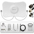 Qoltec Antena paraboliczna 4G 5G LTE | 2x19dBi | kierunkowa | zewnętrzna| 1710-2700 MHz | 3300-4200 MHz | N Female | wodoodporna | 5m