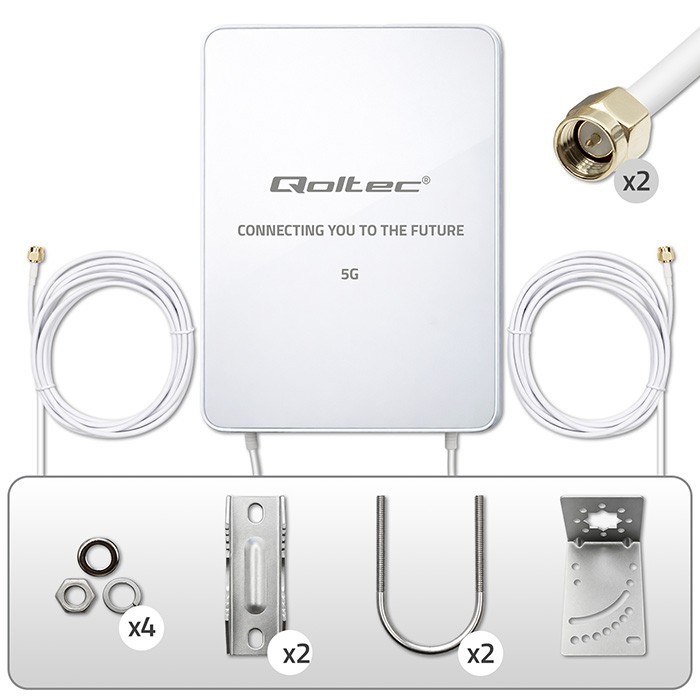 Qoltec Antena 5G LTE | 16dBi | kierunkowa | zewnętrzna | SMA | 3300-3800MHz | wodoodporna | 3m
