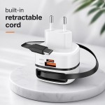 Qoltec Ładowarka sieciowa GaN 65W | USB-C PD PPS | 5-20V | 3-3.25A |    wysuwany kabel