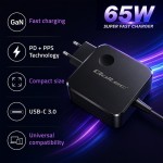 Qoltec Ładowarka sieciowa GaN 65W | USB-C PD PPS | 5-21V | 3-3.25A