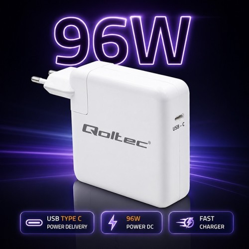 Qoltec Ładowarka 96W | USB-C 3.0 | 5-20V | 3-4.8A