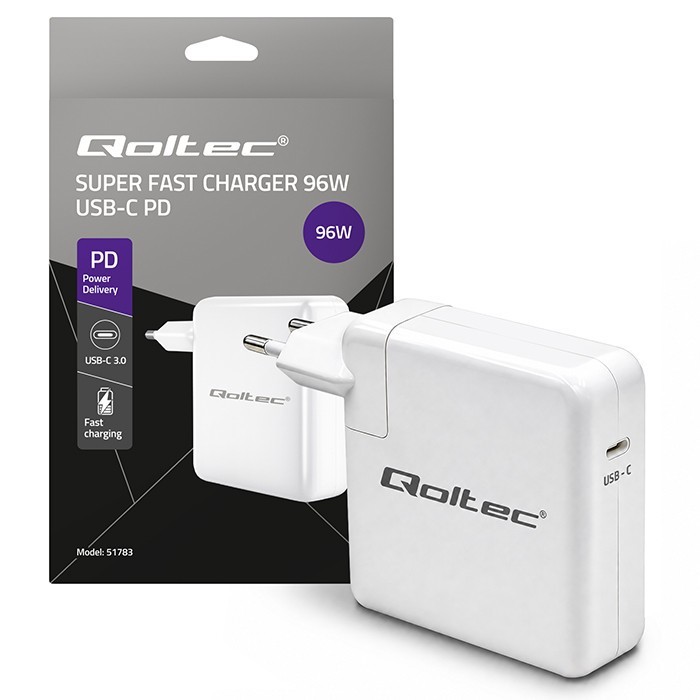 Qoltec Ładowarka 96W | USB-C 3.0 | 5-20V | 3-4.8A