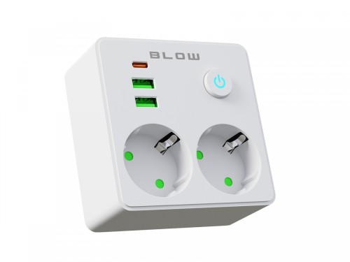 BLOW Rozgałęźnik R-20 PR 2-GNIAZDA + 2USB + USB-C biały