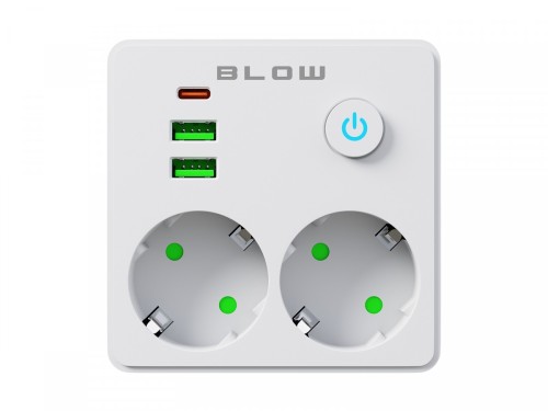 BLOW Rozgałęźnik R-20 PR 2-GNIAZDA + 2USB + USB-C biały