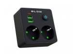 BLOW Rozgałęźnik R-20 PR 2-GNIAZDA + 2USB + USB-C czarny