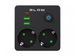 BLOW Rozgałęźnik R-20 PR 2-GNIAZDA + 2USB + USB-C czarny