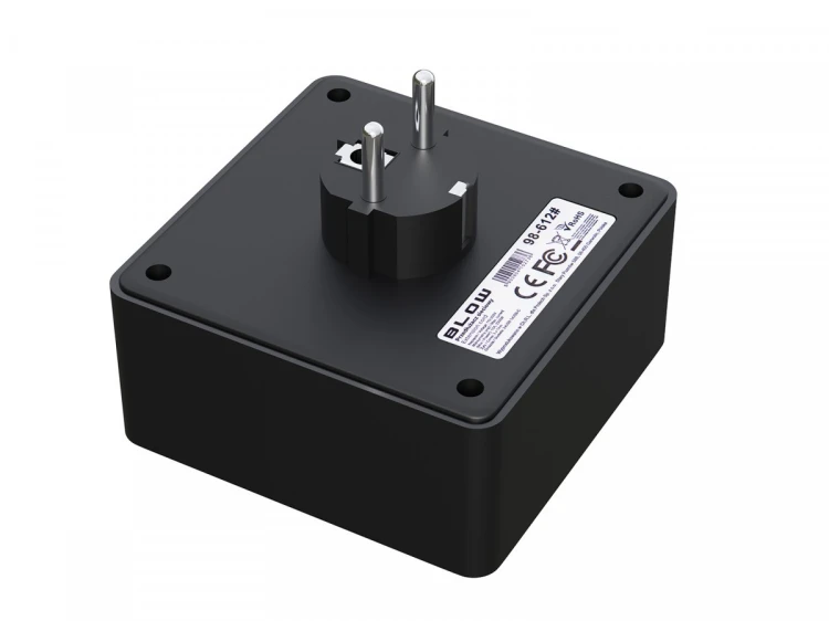 BLOW Rozgałęźnik R-20 PR 2-GNIAZDA + 2USB + USB-C czarny