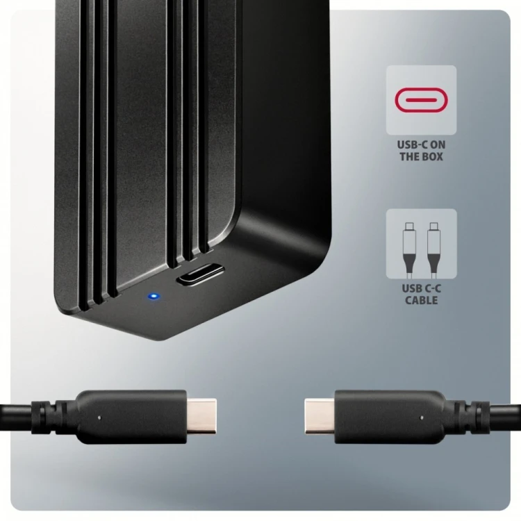 AXAGON EEM2-40G Obudowa zewnętrzna aluminiowa USB4 Gen 3x2 M.2 SSD NVMe 40Gbps passive, USB-C cable, silicon sleeve